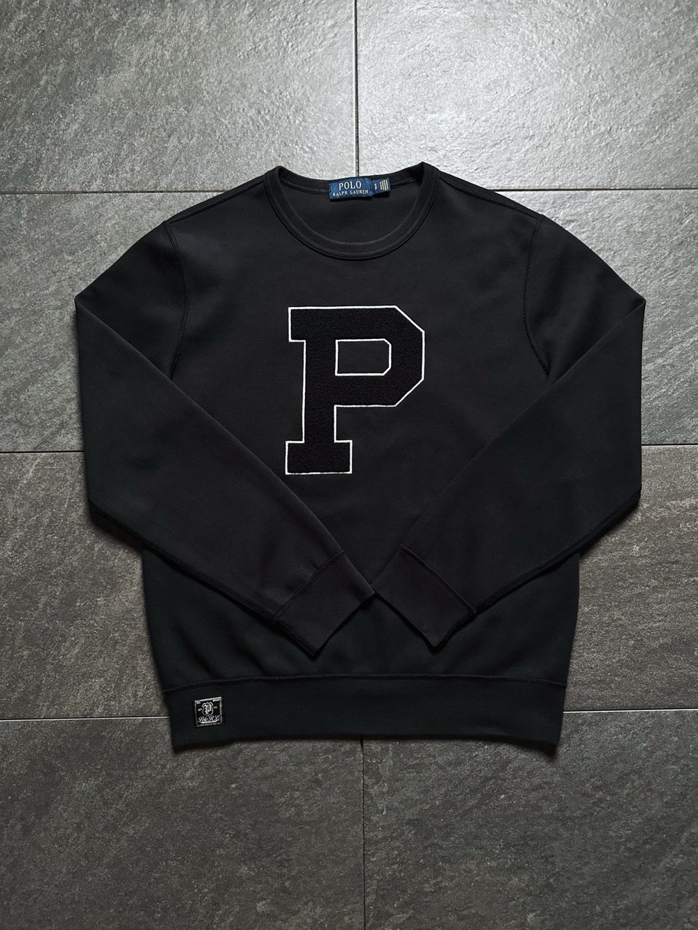 Polo Ralph Lauren Women’s Black P Logo Crewneck Sweatshirt Size S - Excellent